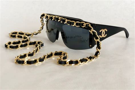 chanel glasses with chain on side|chanel sunglasses chain side.